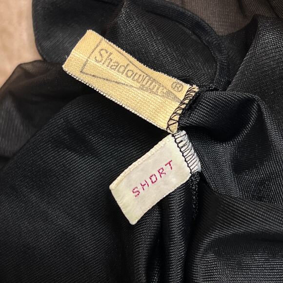 Vintage 60s Shadowline Black Sheer Sleeveless Midi Babydoll Lingerie Slip Dress - Picture 2 of 12